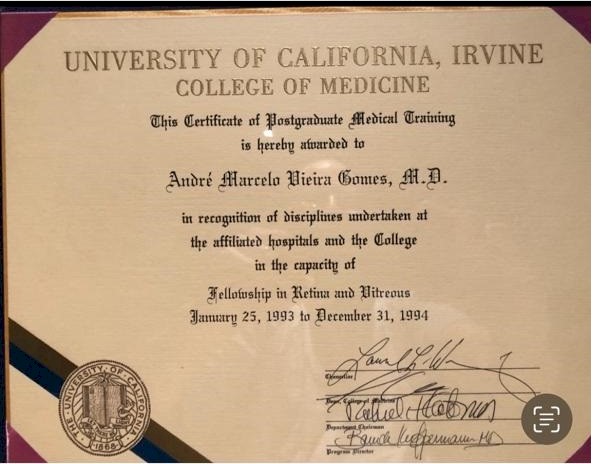 Fellowship em Retina e Vítreo — University of California, Irvine — College of Medicine, 1993–1994