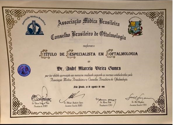 Título de Especialista em Oftalmologia — AMB · Conselho Brasileiro de Oftalmologia, 1999